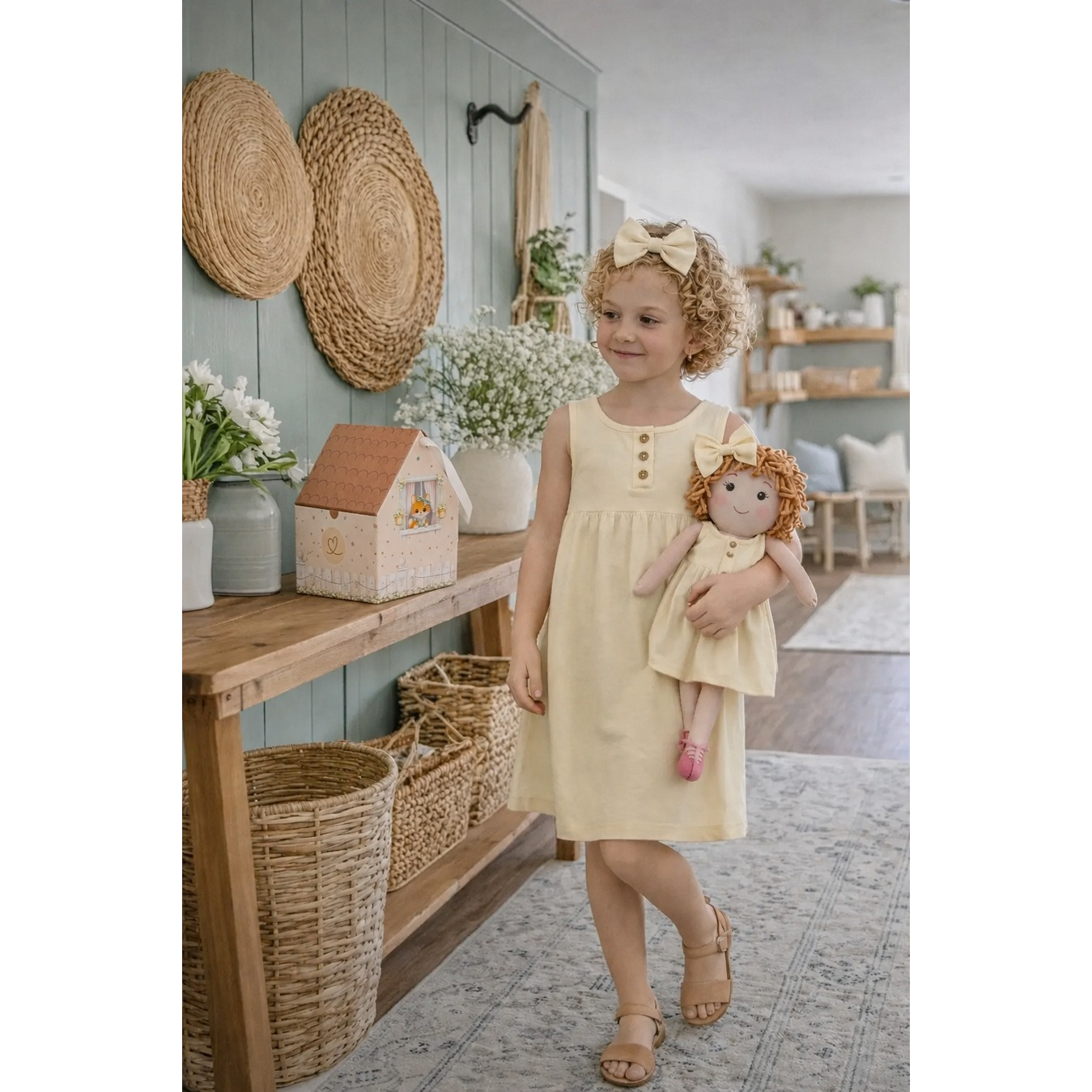 Kit Boneca Aninha Liso Amarelo