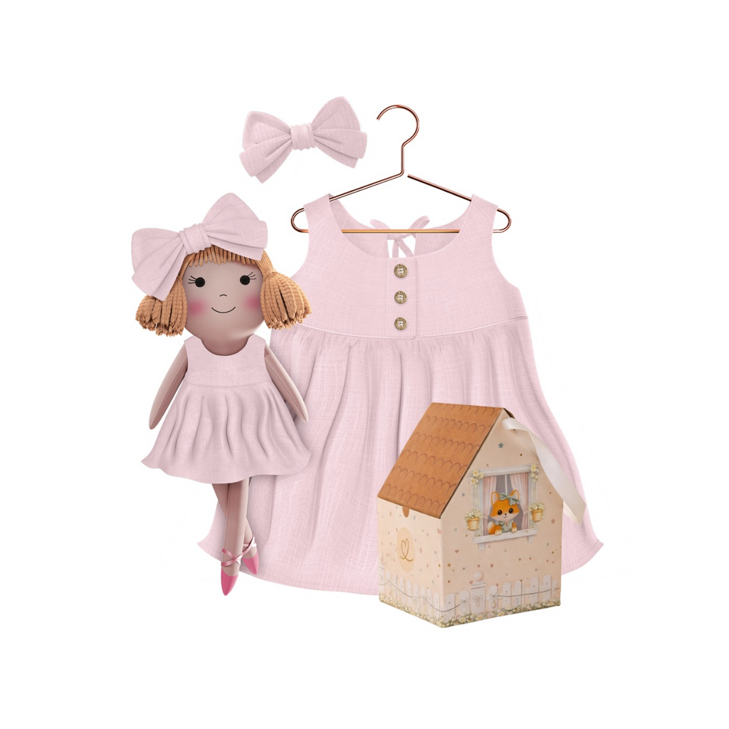 Kit Boneca Nina Liso Rosa