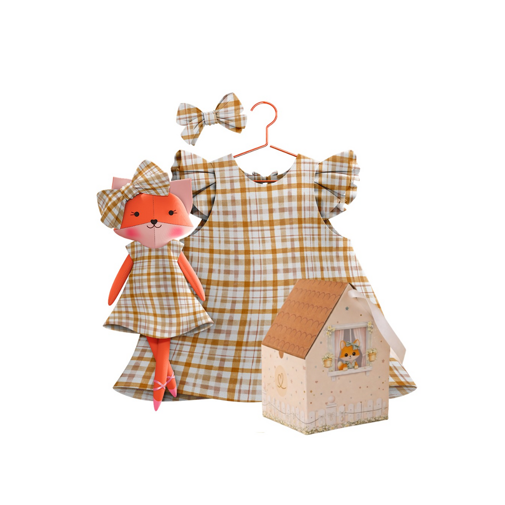 Kit Boneca Dona Raposa Xadrez