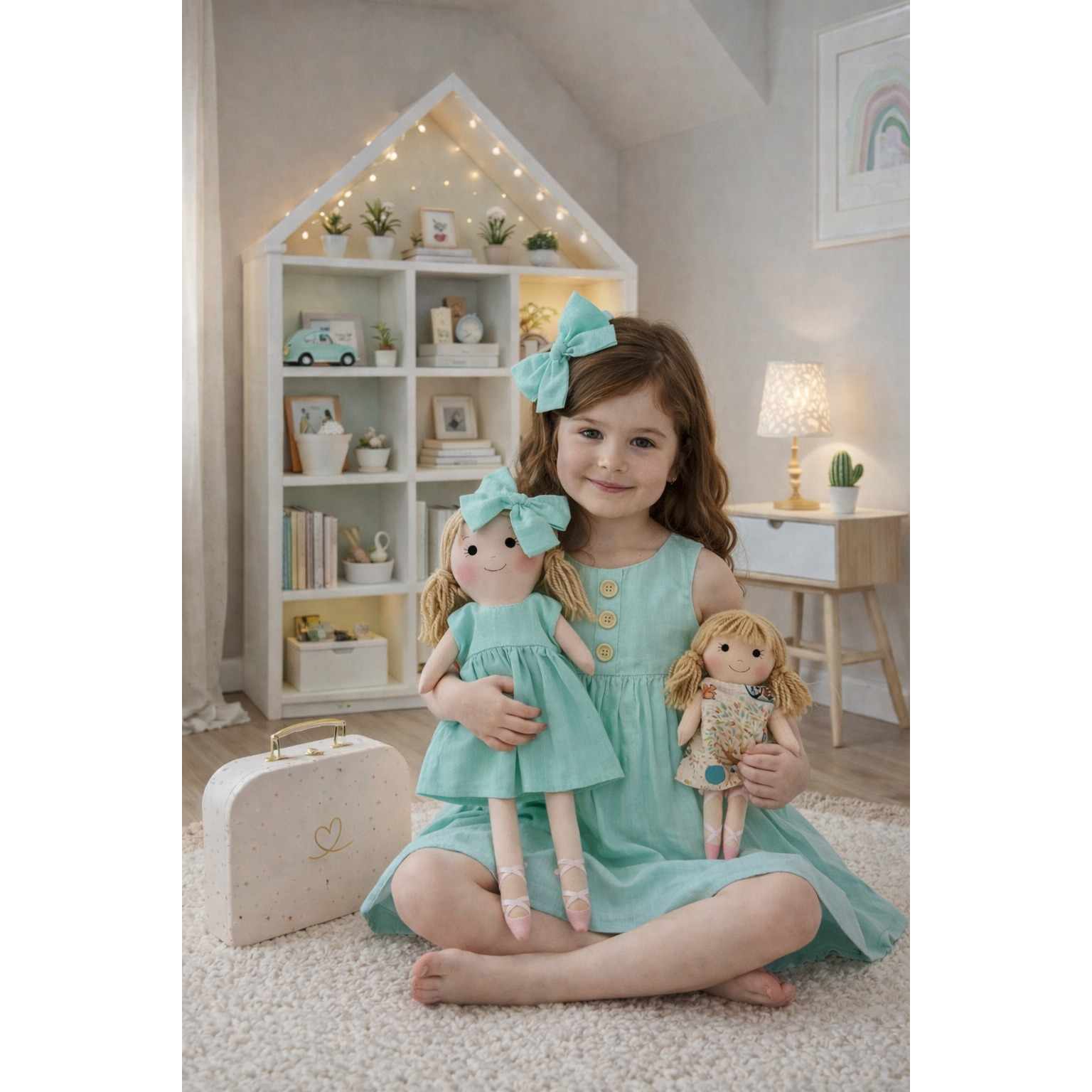 Kit Mamãe e Filhinha Nina Liso Verde + Petit Case