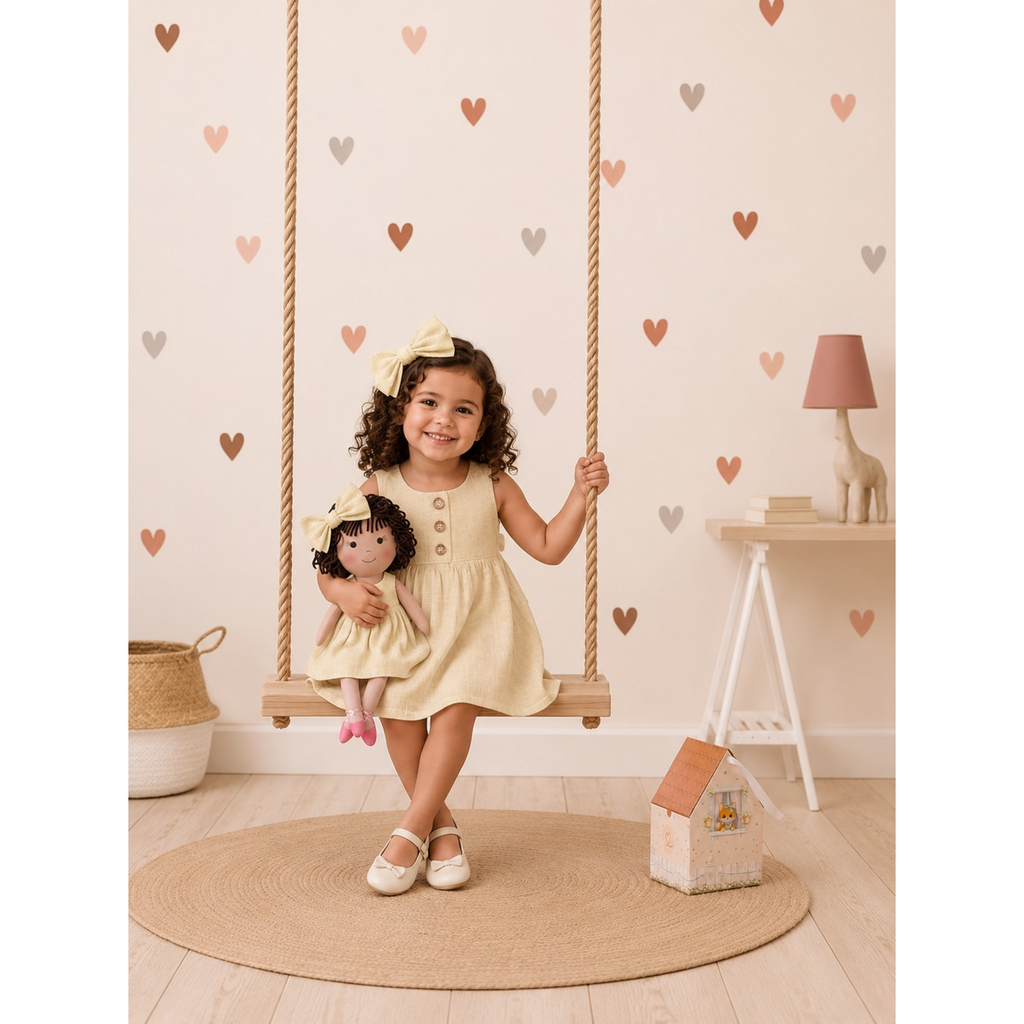 Kit Boneca Nelinha Liso Amarelo
