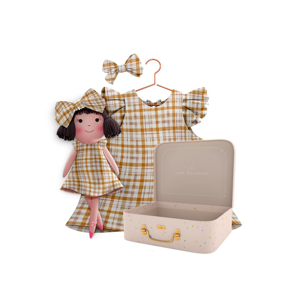Kit Boneca Alice Xadrez + Petit Case