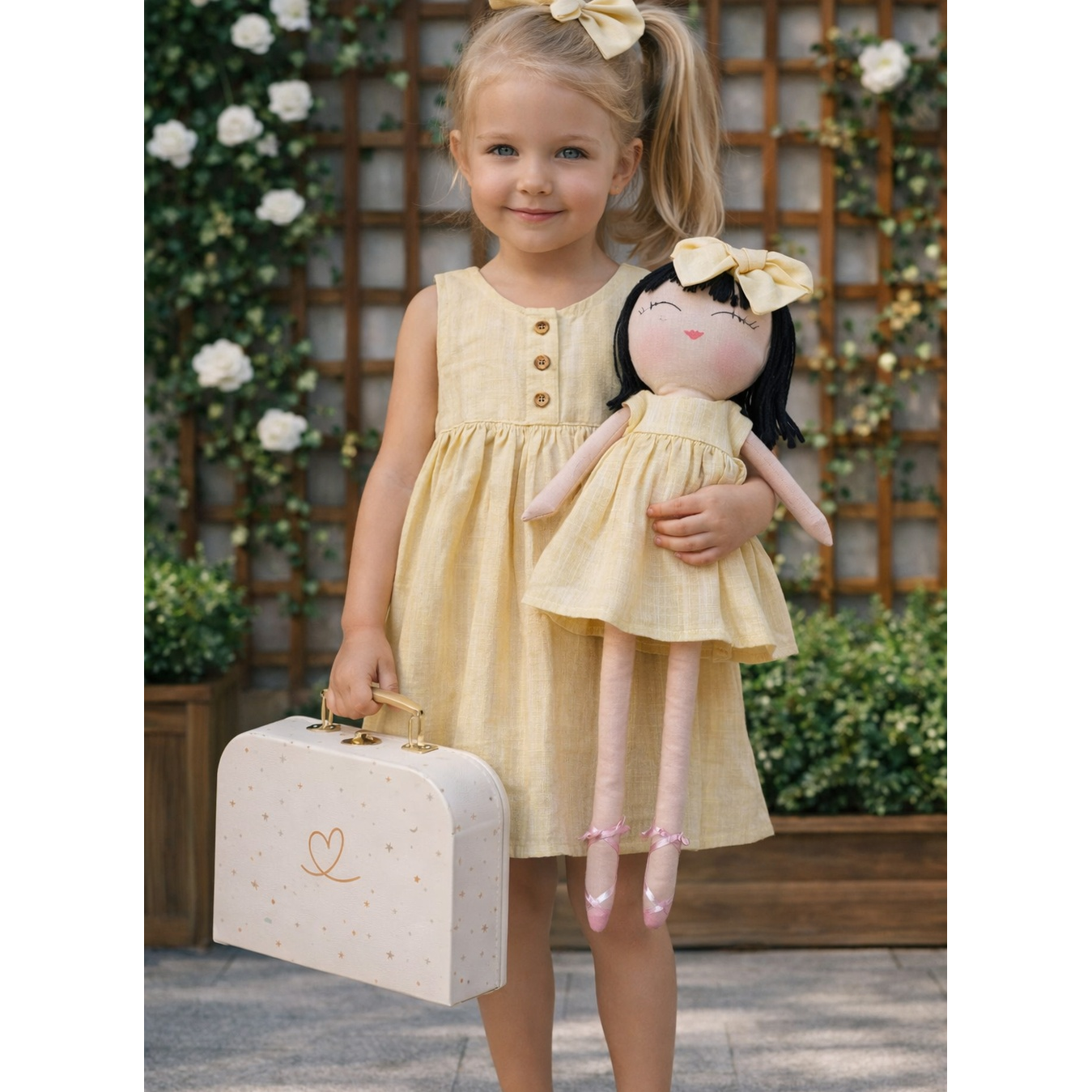 Kit Boneca Kika Liso Amarelo + Petit Case