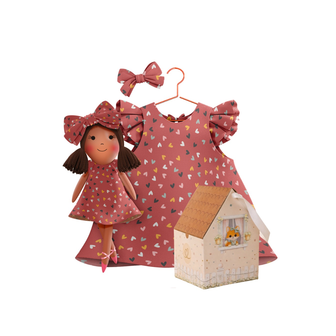 Kit Boneca Manu Corações
