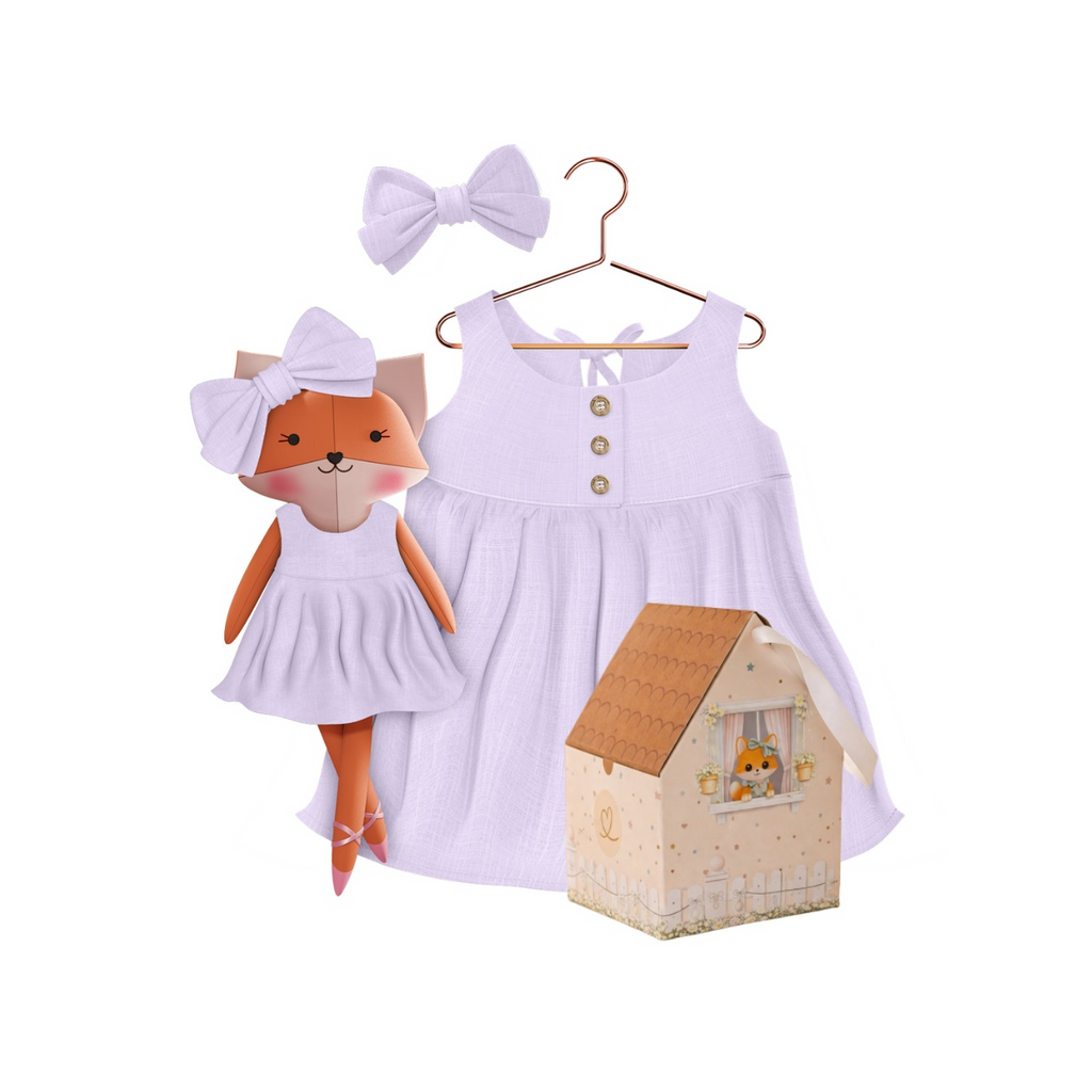 Kit Boneca Dona Raposa Liso Lilás