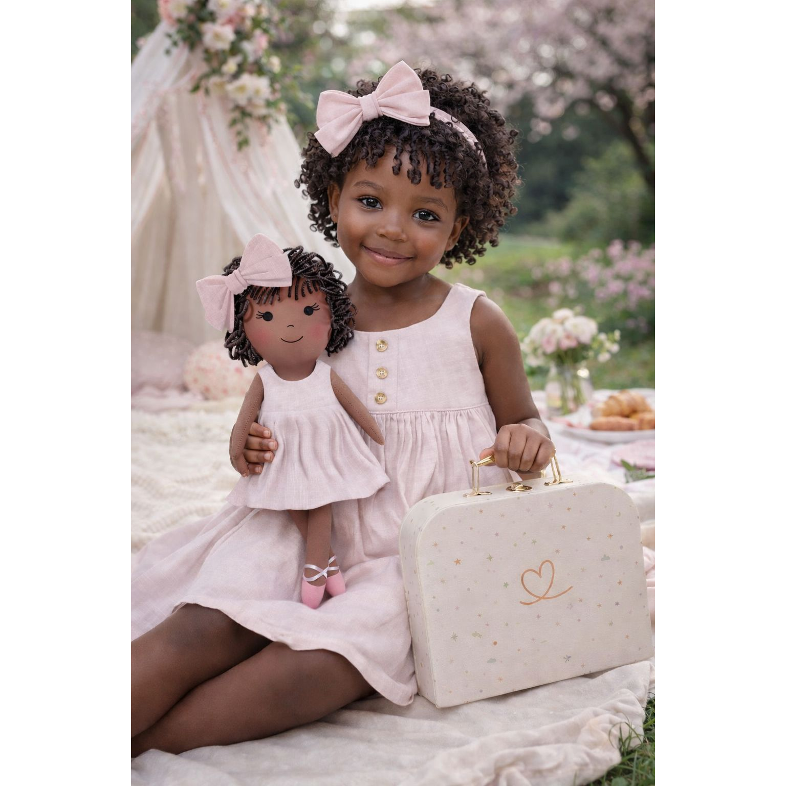 Kit Boneca Bella Liso Rosa + Petit Case