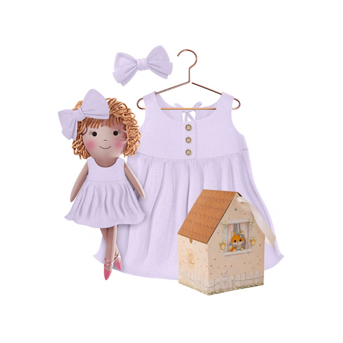 Kit Boneca Aninha Liso Lilás