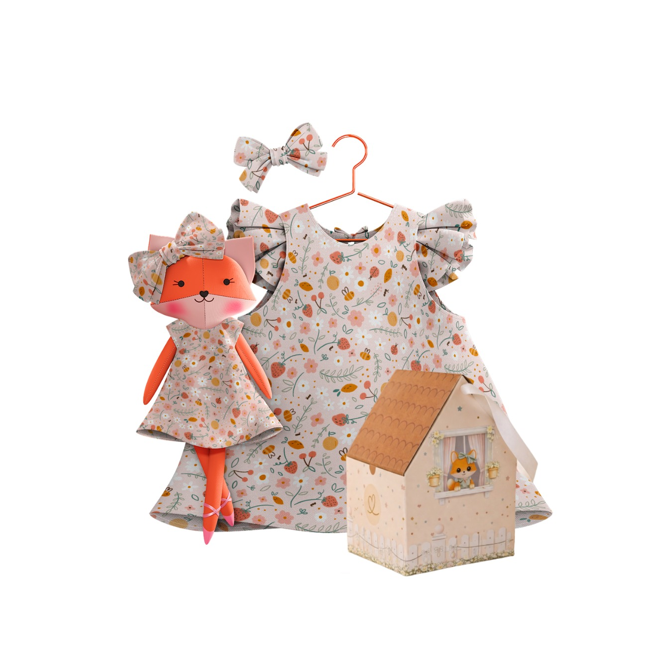 Kit Boneca Dona Raposa Pic-Nic