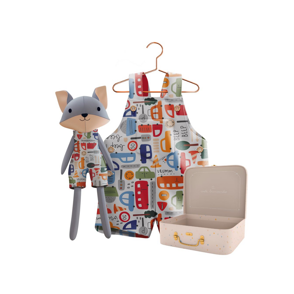 Kit Boneco Raposo Carros + Petit Case