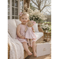 Kit Boneca Ursinha Mel Liso Rosa + Petit Case