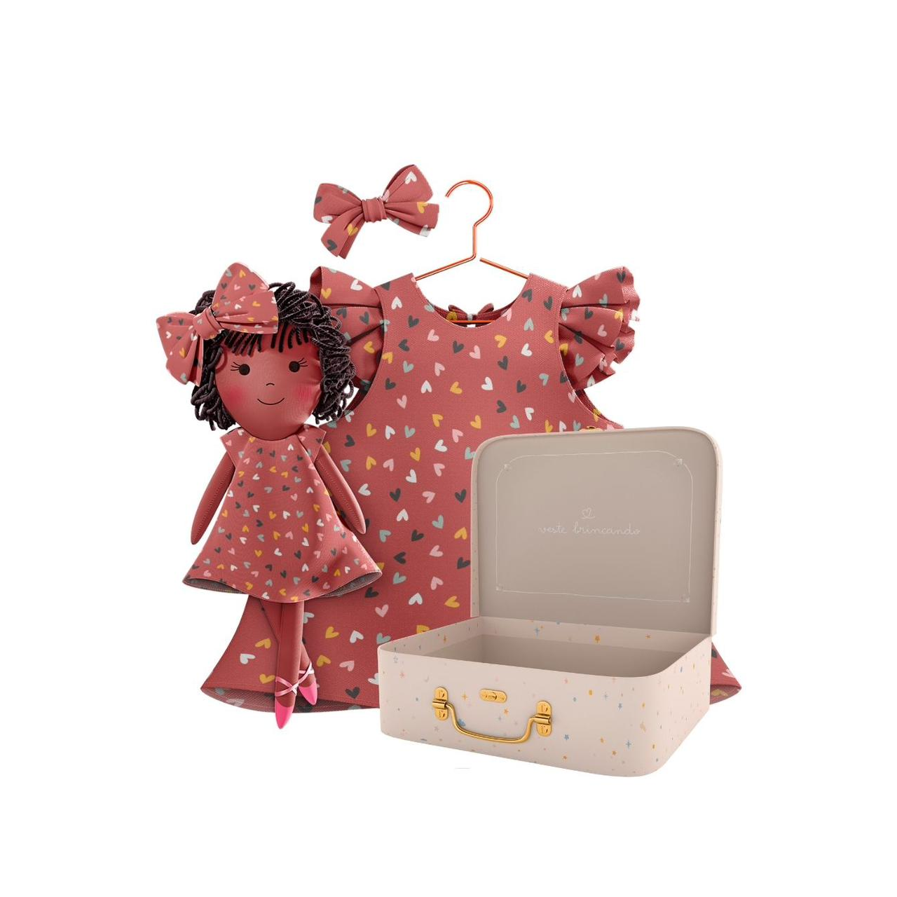 Kit Boneca Bella Corações + Petit Case