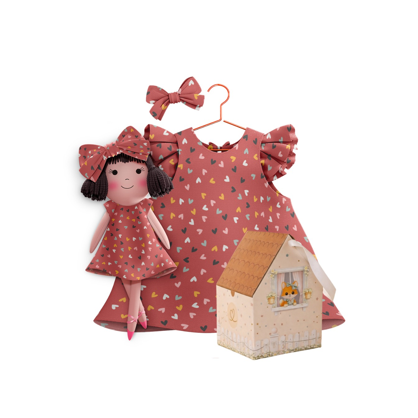 Kit Boneca Alice Corações