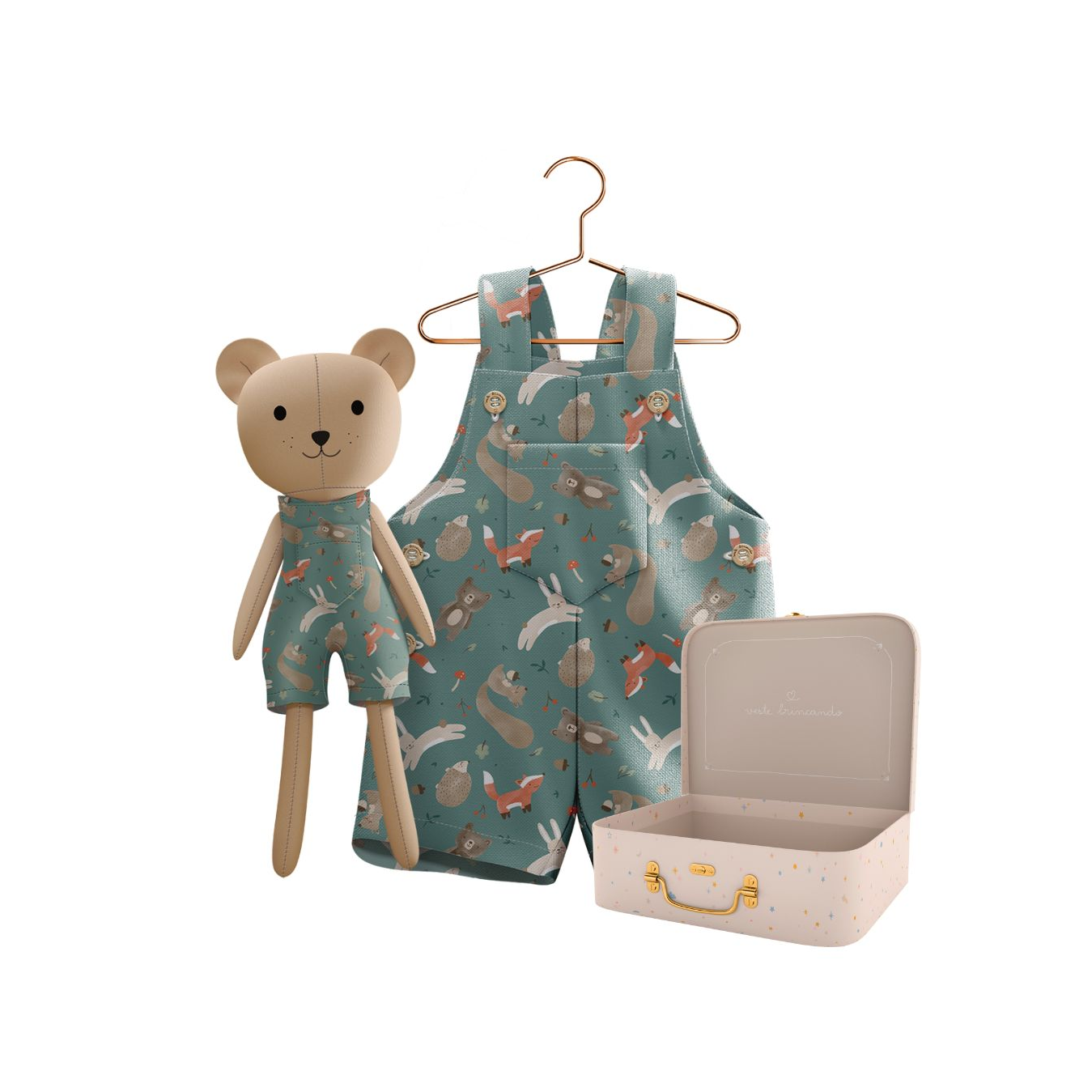 Kit Boneco Urso Bosque + Petit Case