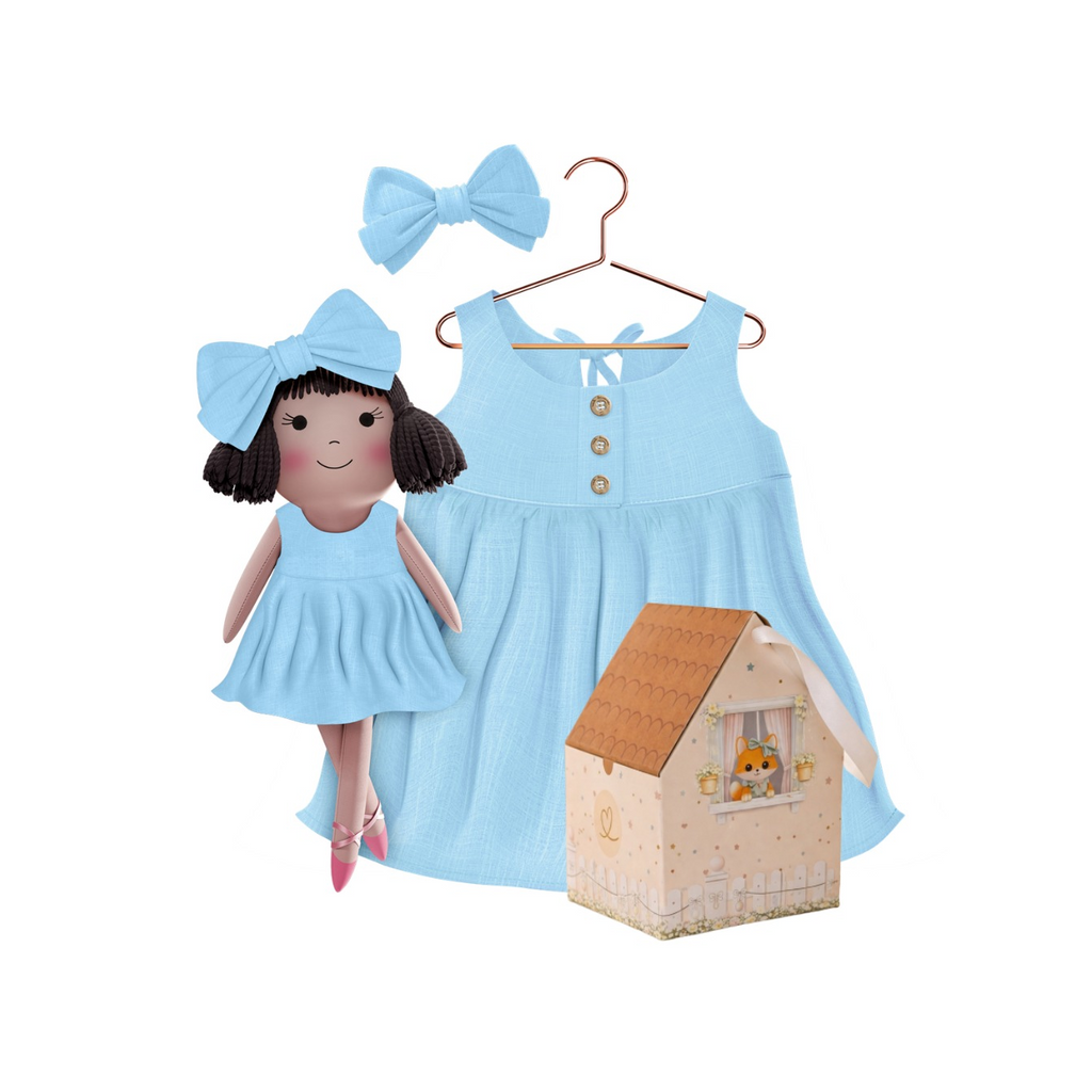 Kit Boneca Alice Liso Azul