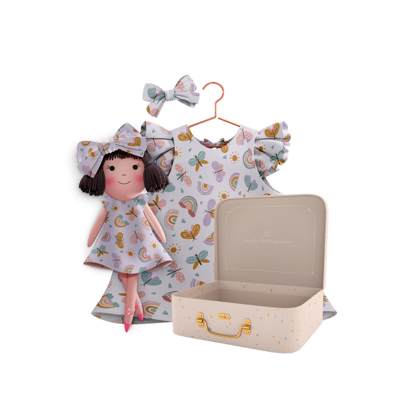 Kit Boneca Alice Arco-Íris + Petit Case