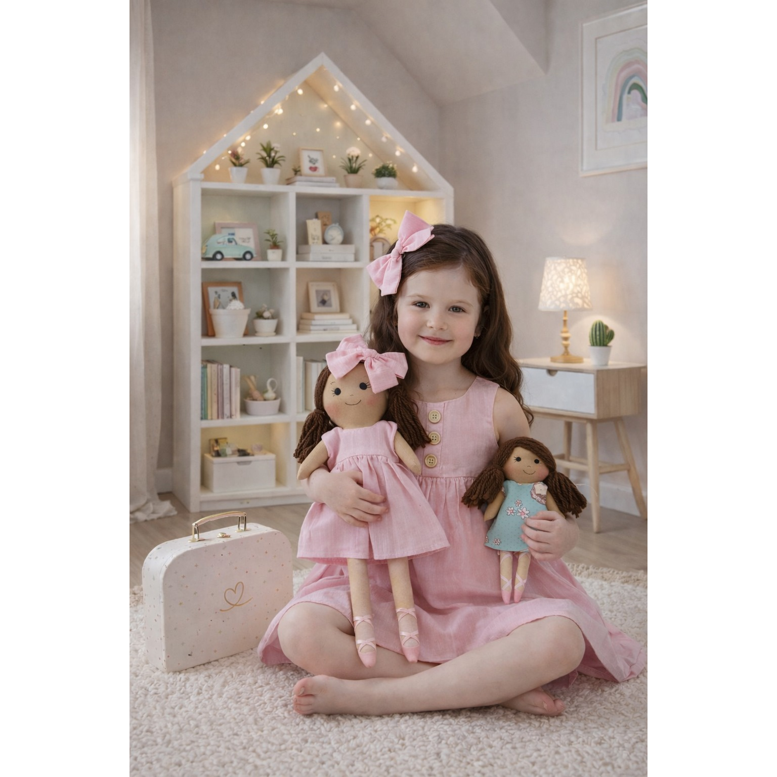 Kit Mamãe e Filhinha Alice Liso Rosa + Petit Case