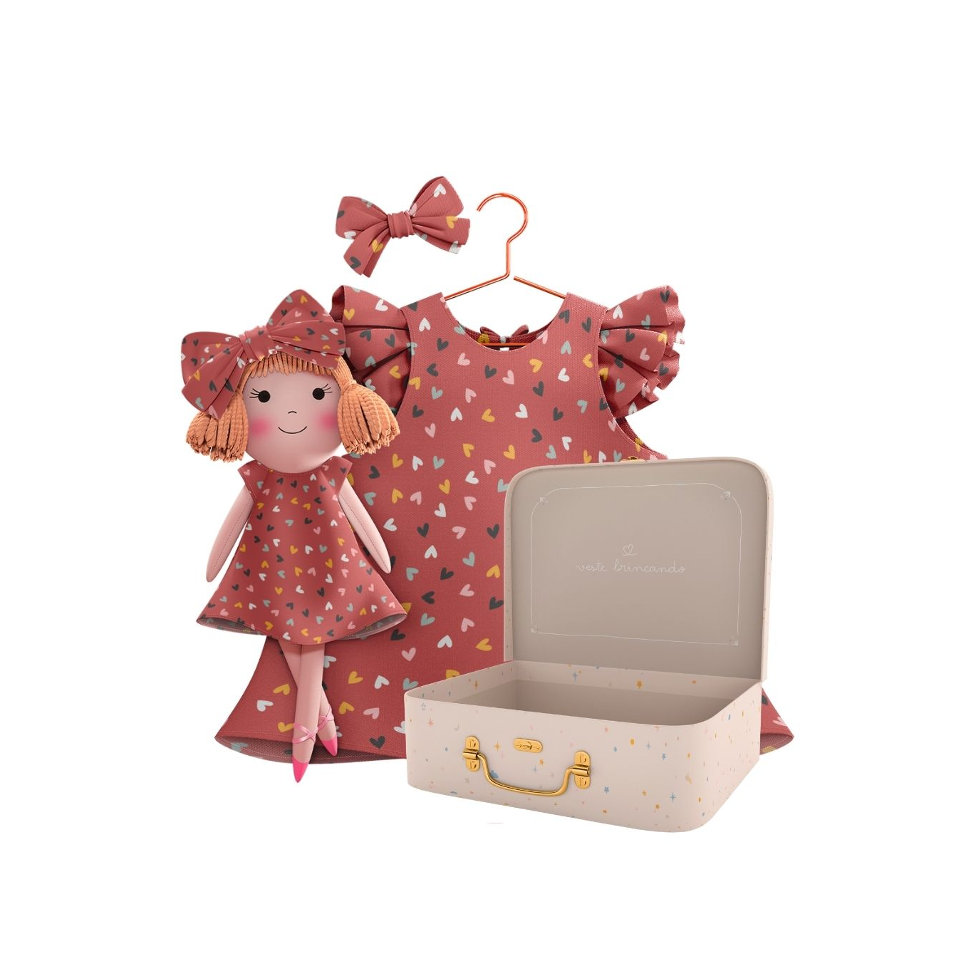 Kit Boneca Nina Corações+ Petit Case