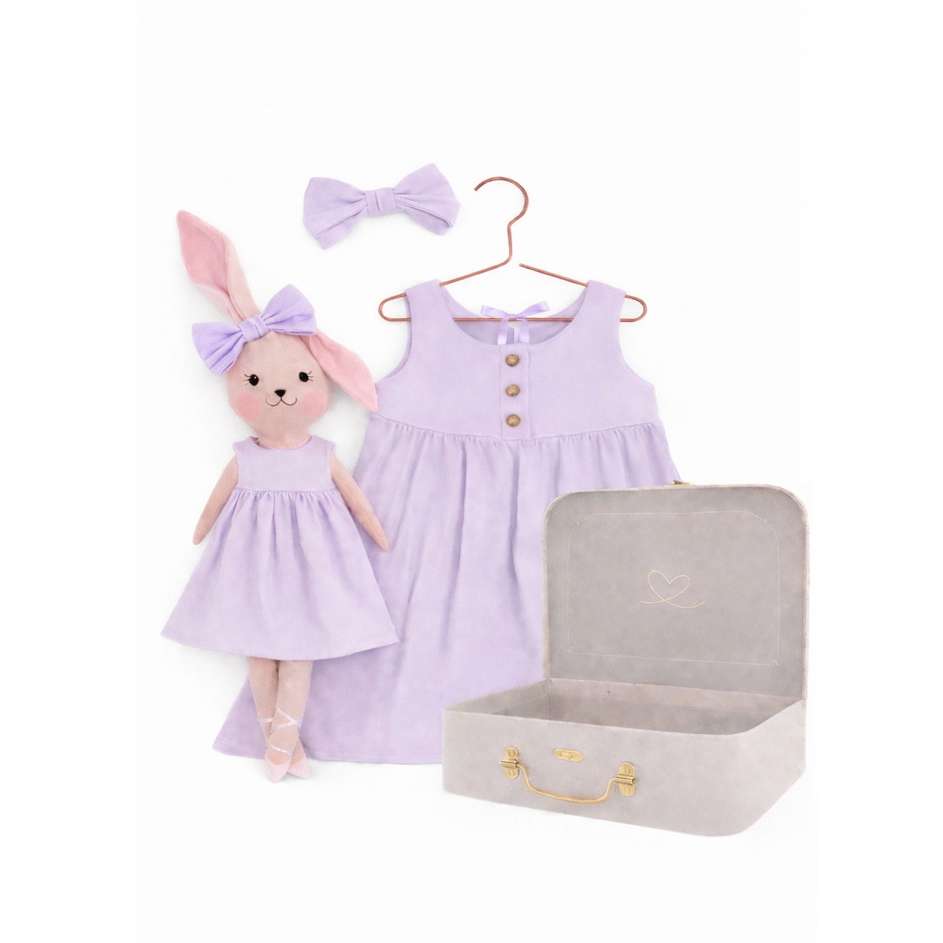 Kit Boneca Coelhinha Chloe Liso Lilas + Petit Case