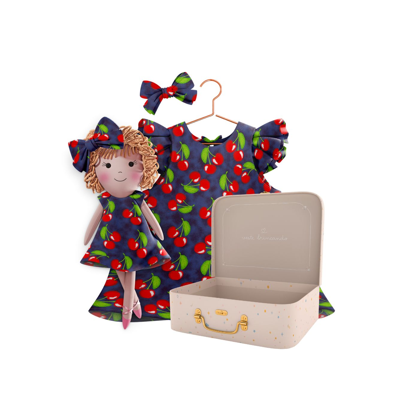 Kit Boneca Aninha Cereja + Petit Case