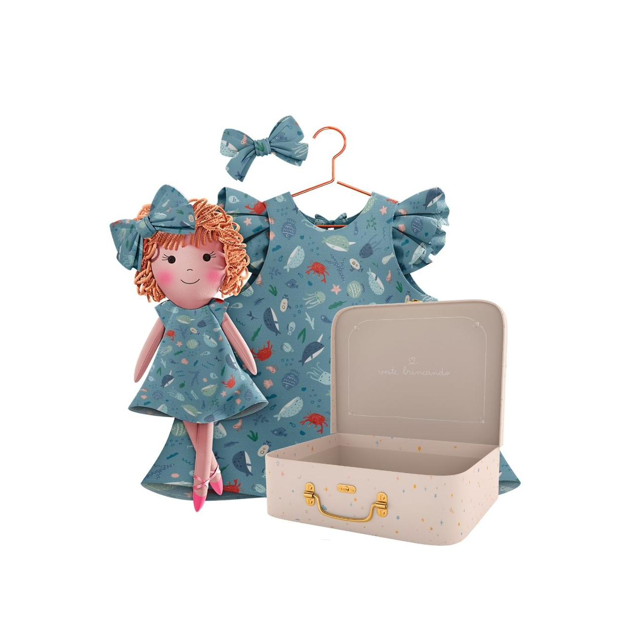 Kit Boneca Aninha Fundo do Mar + Petit Case