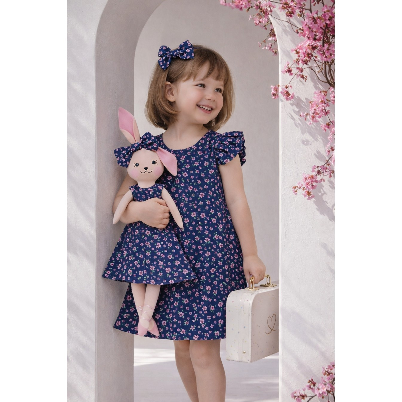 Kit Boneca Coelhinha Chloe Florzinha + Petit Case