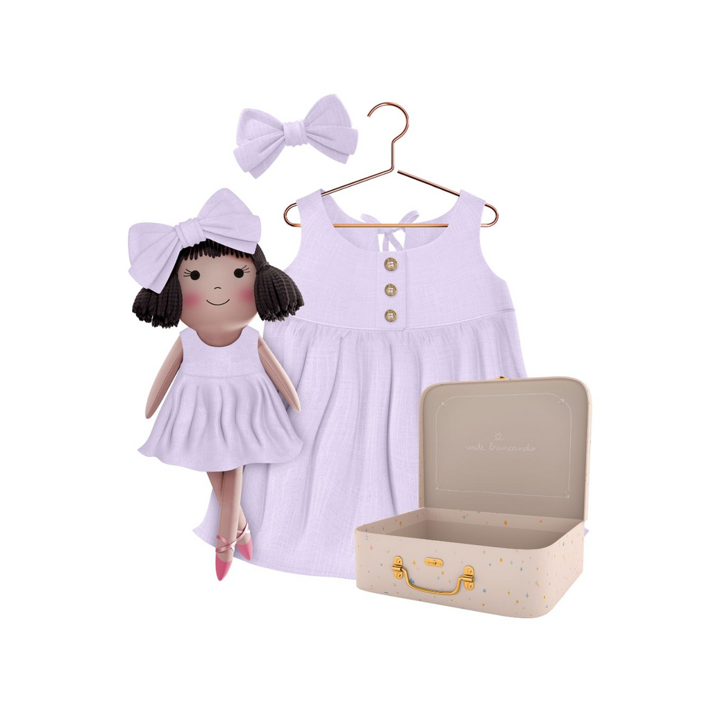 Kit Boneca Alice Liso Lilás + Petit Case