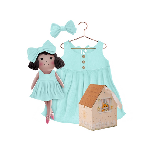 Kit Boneca Alice Liso Verde Água