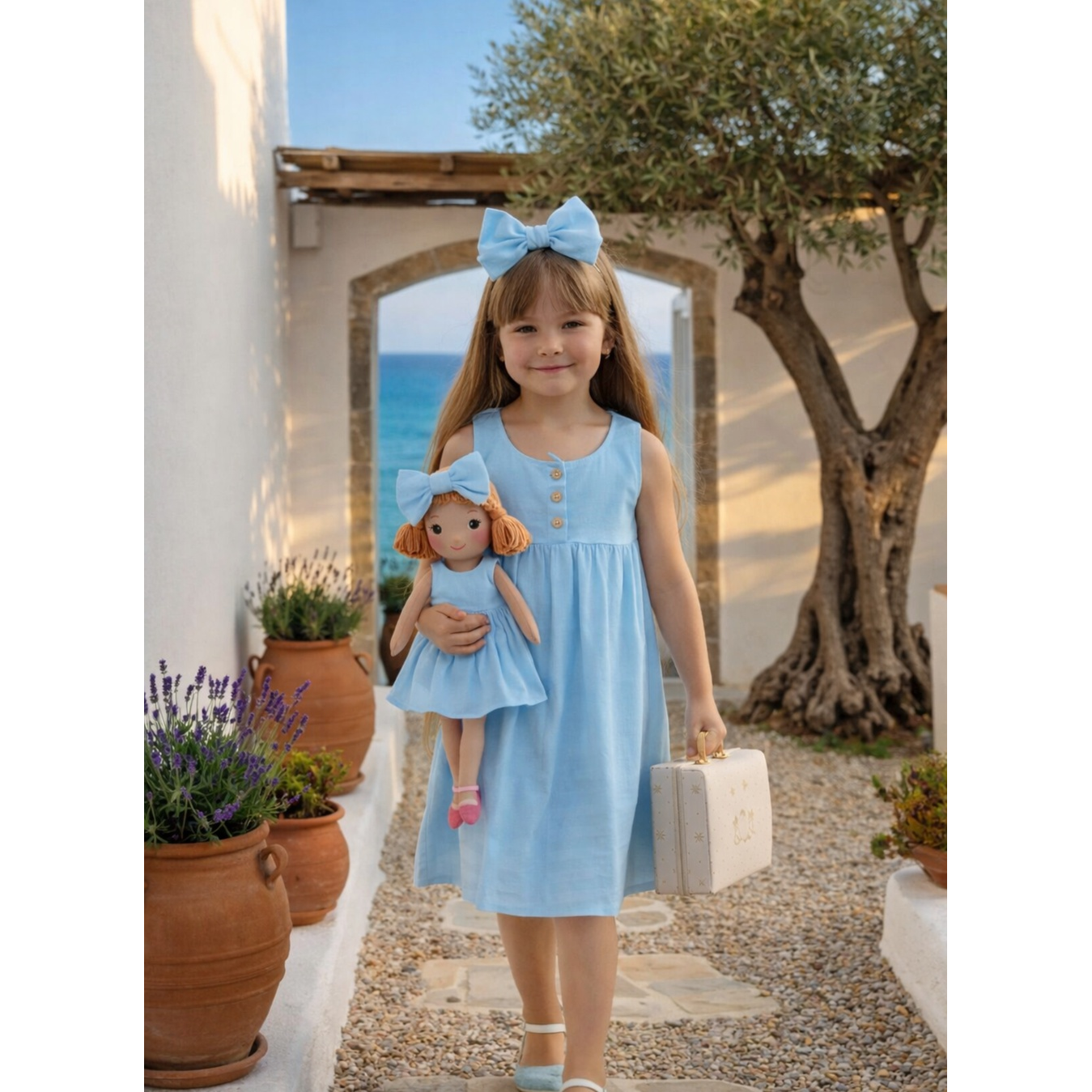 Kit Boneca Nina Liso Azul+ Petit Case