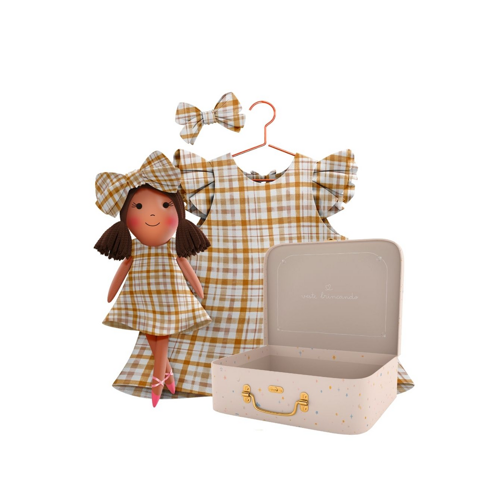 Kit Boneca Manu Xadrez + Petit Case