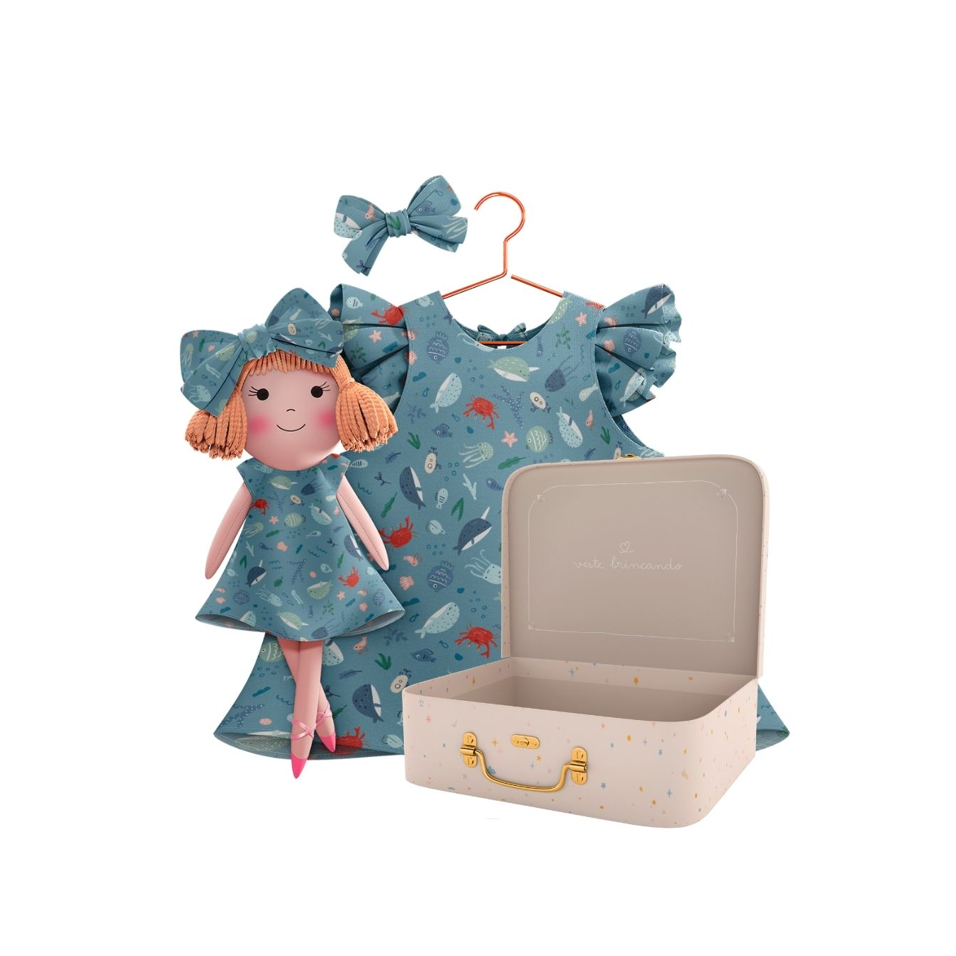 Kit Boneca Nina Fundo do Mar + Petit Case
