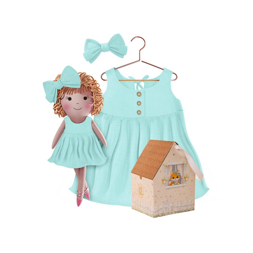 Kit Boneca Aninha Liso Verde Água
