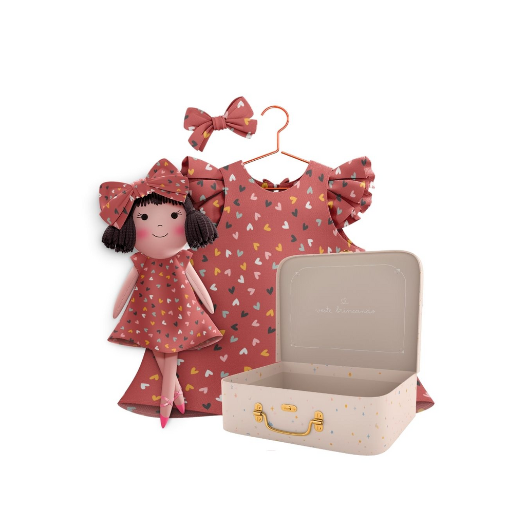 Kit Boneca Alice Corações + Petit Case