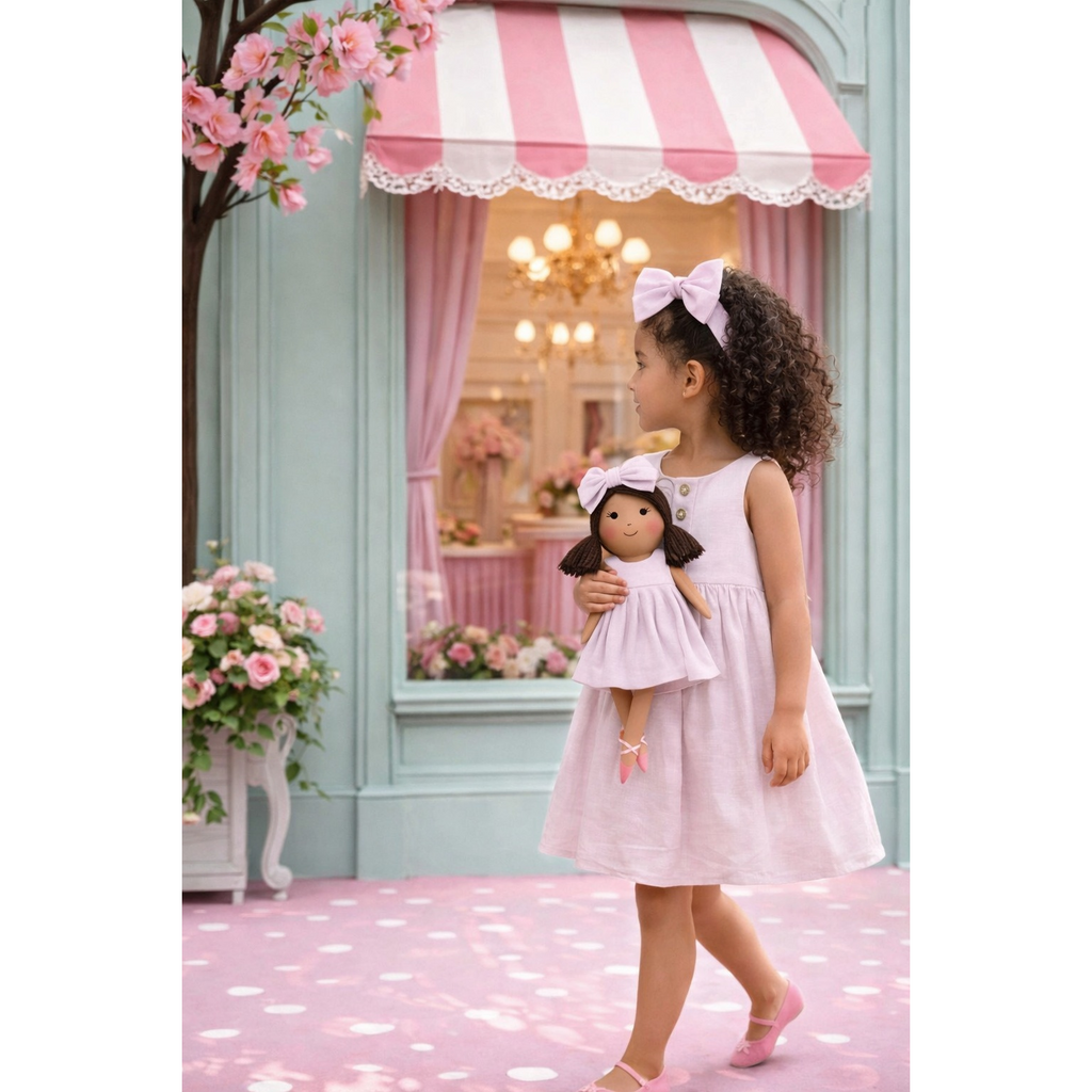 Kit Boneca Manu Liso Rosa
