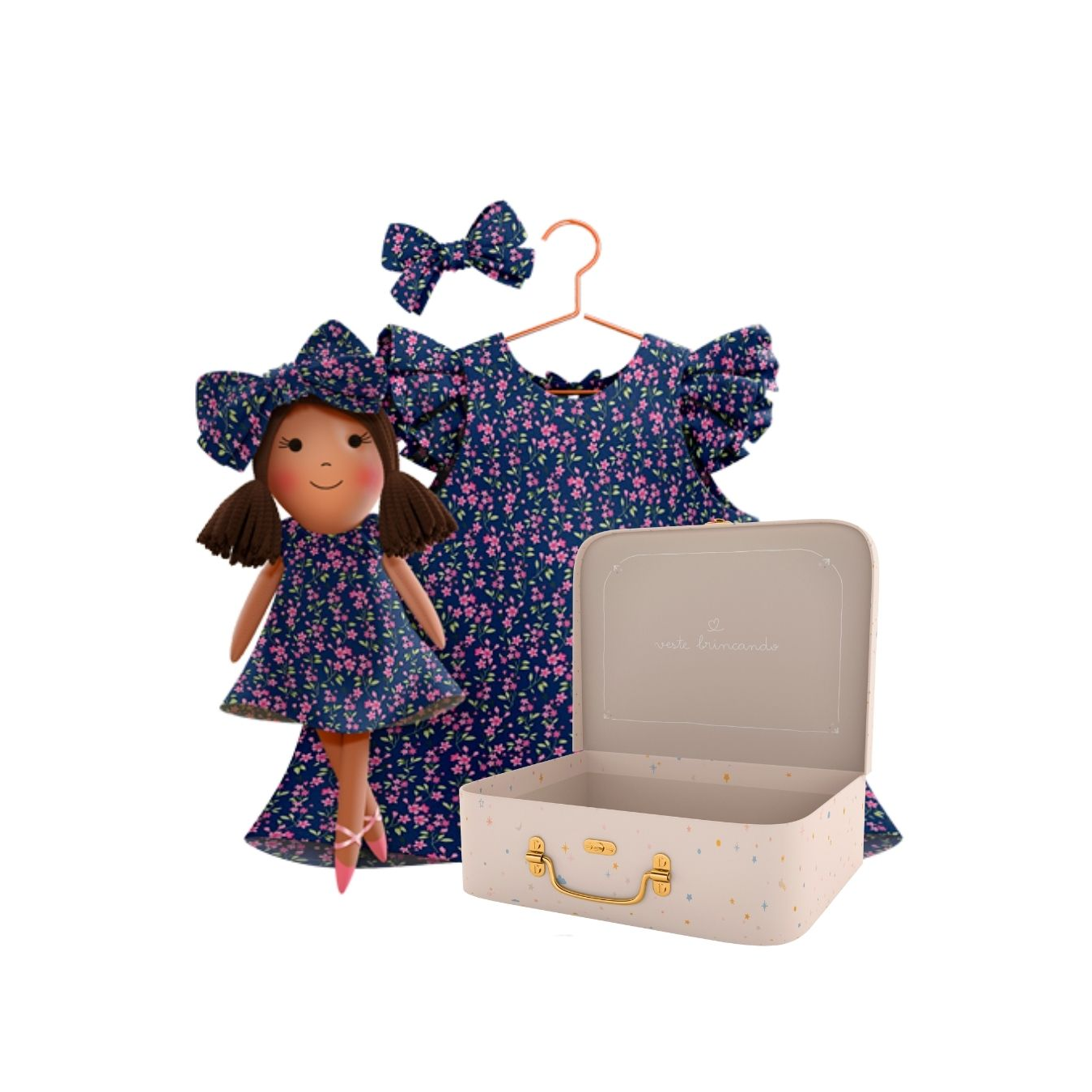 Kit Boneca Manu Florzinha + Petit Case
