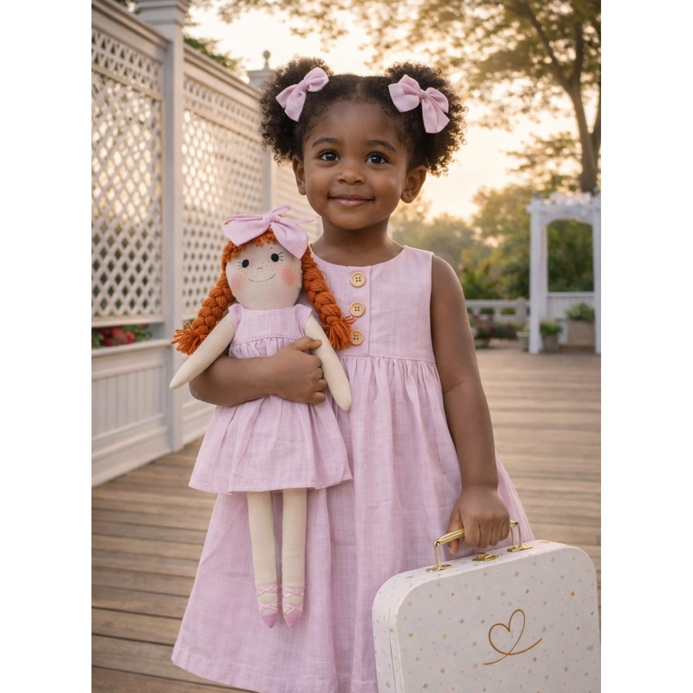 Kit Boneca Duda Liso Rosa + Petit Case