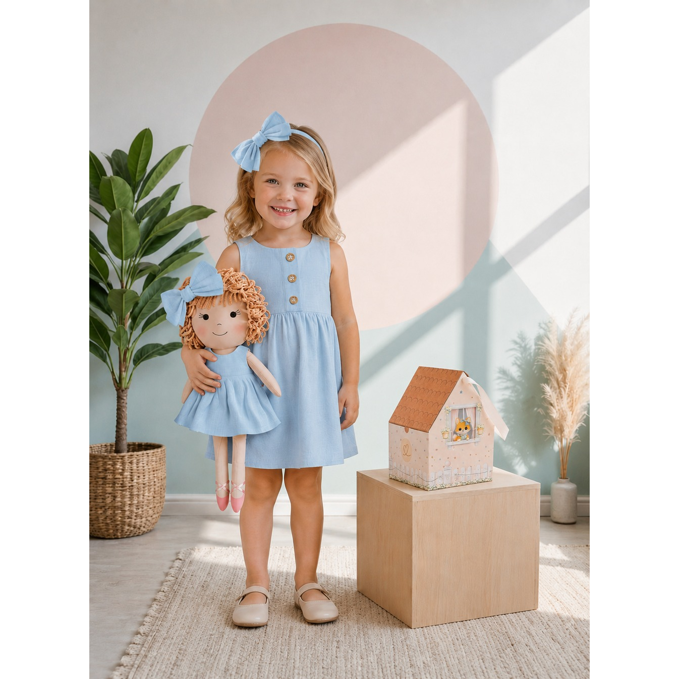 Kit Boneca Aninha Liso Azul