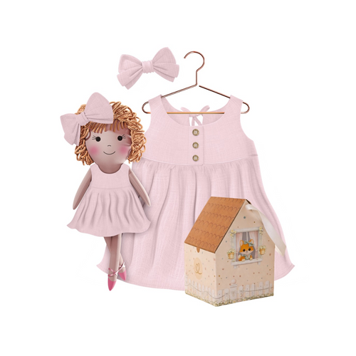 Kit Boneca Aninha Liso Rosa