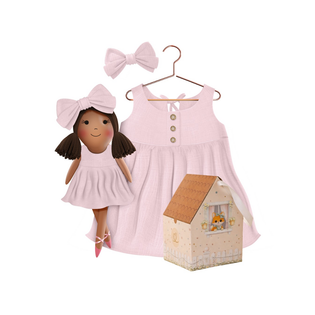 Kit Boneca Manu Liso Rosa