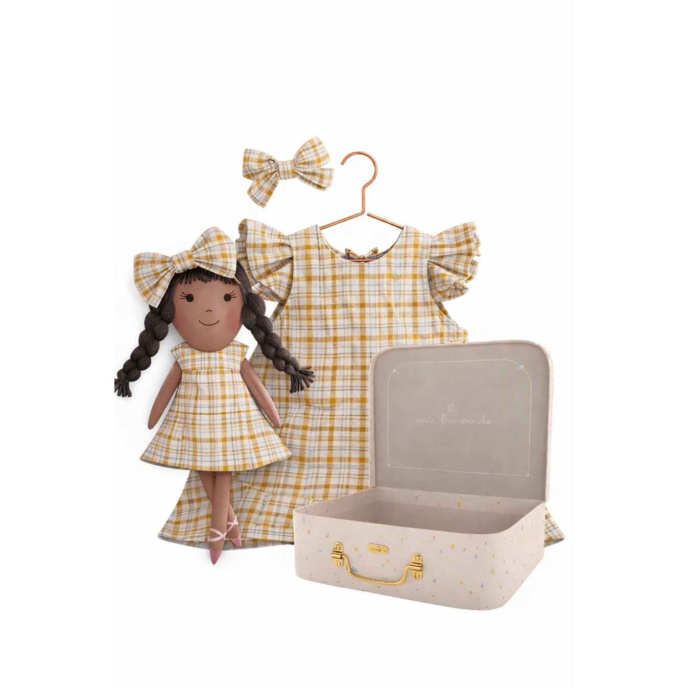 Kit Boneca Juju Xadrez + Petit Case