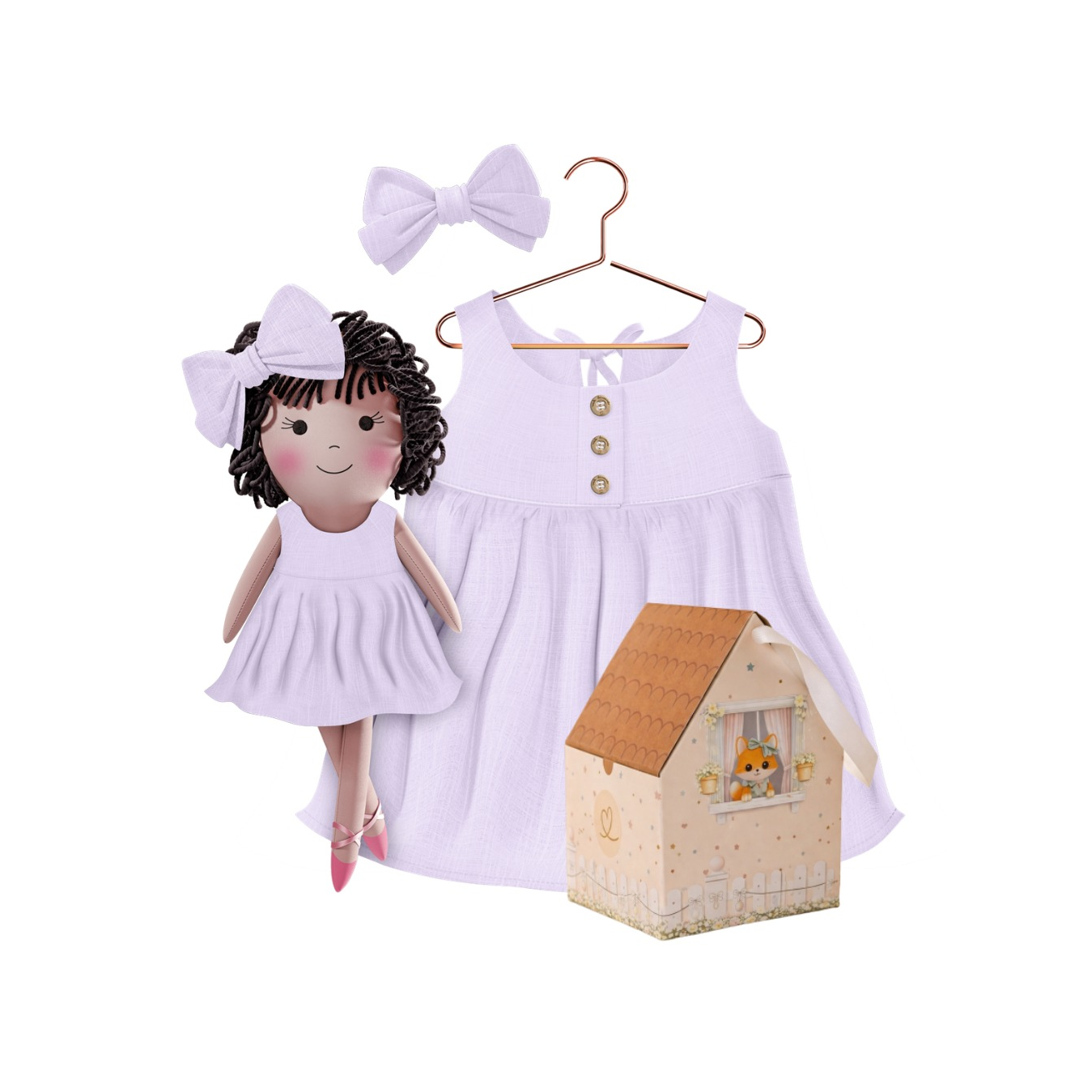 Kit Boneca Nelinha Liso Lilás