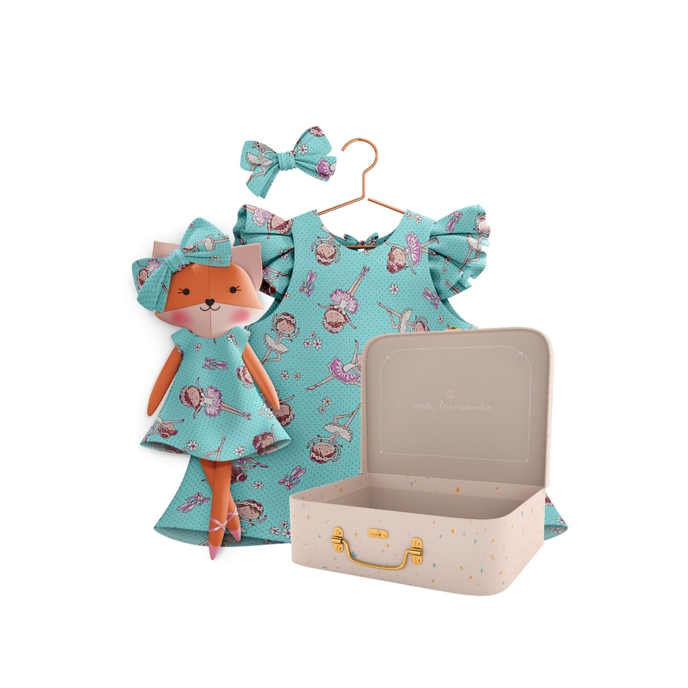 Kit Boneca Dona Raposa Ballet + Petit Case