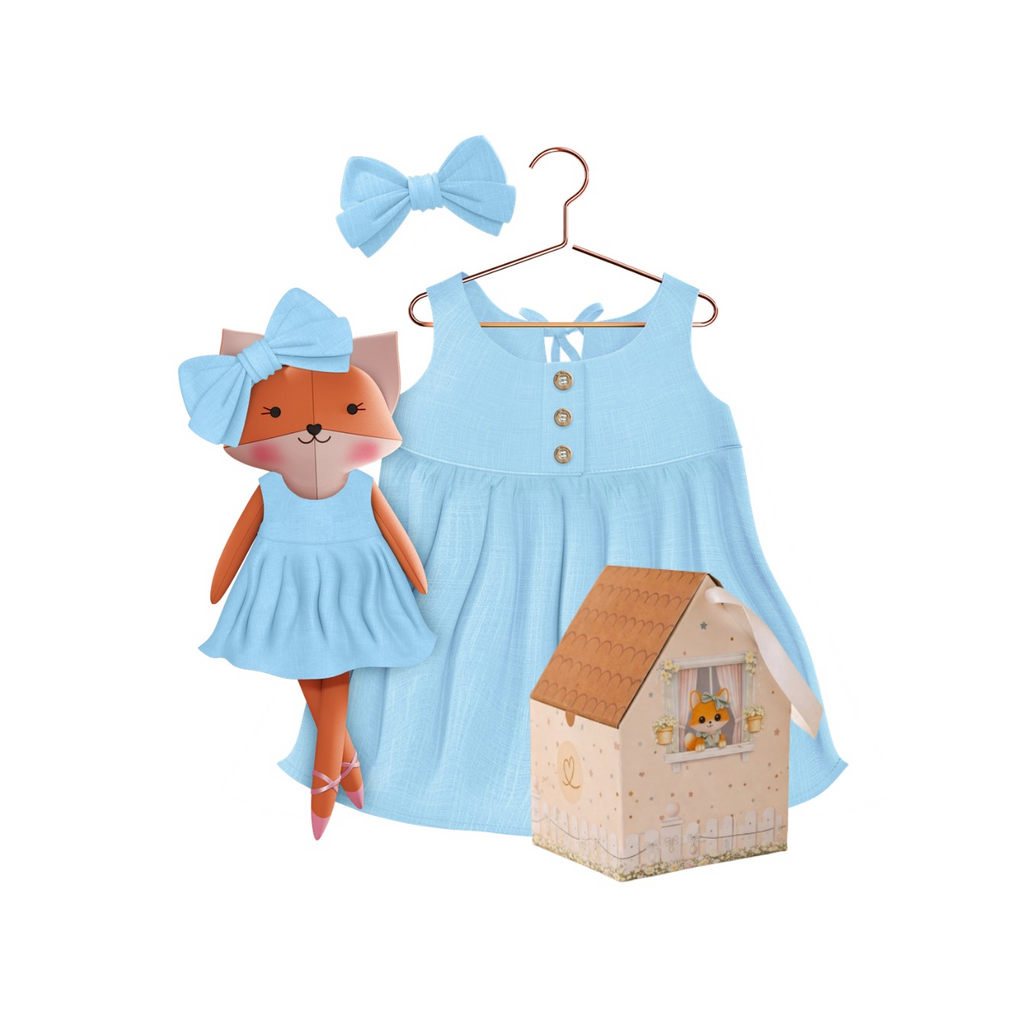 Kit Boneca Dona Raposa Liso Azul