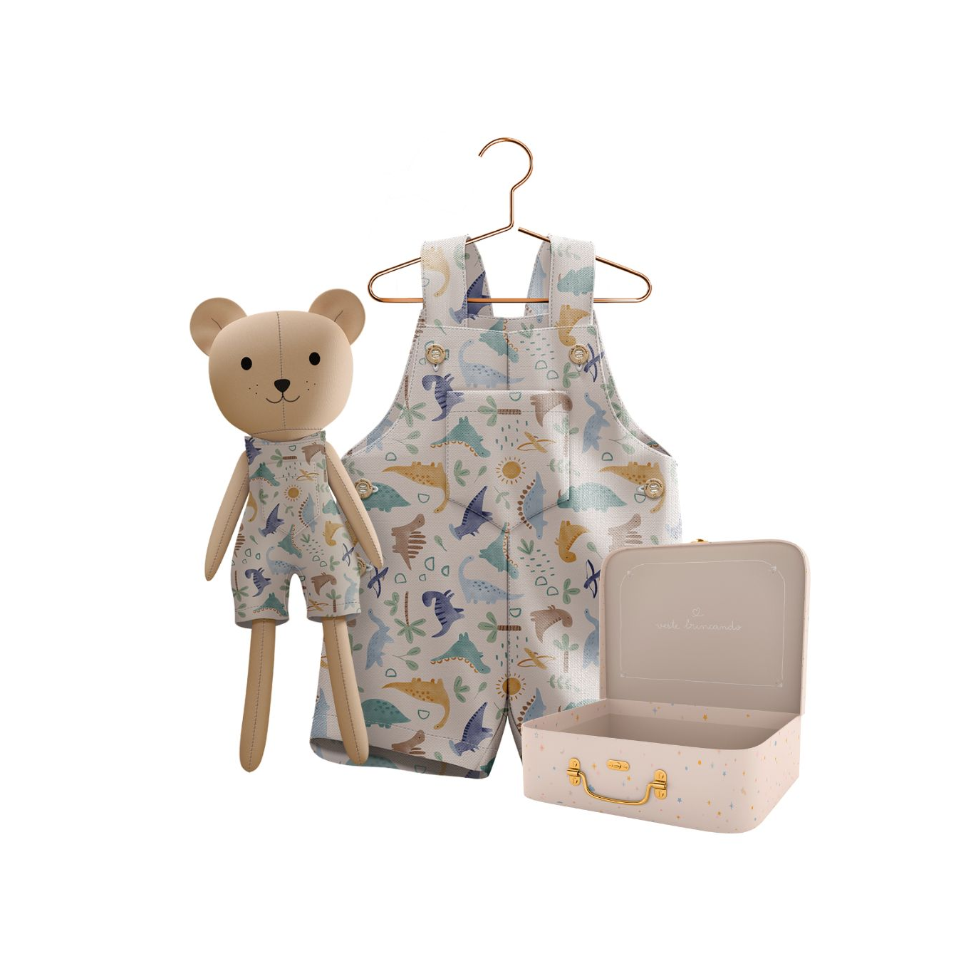 Kit Boneco Urso Dinos + Petit Case