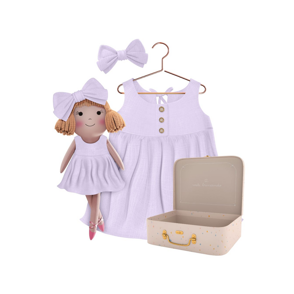 Kit Boneca Nina Liso Lilás + Petit Case