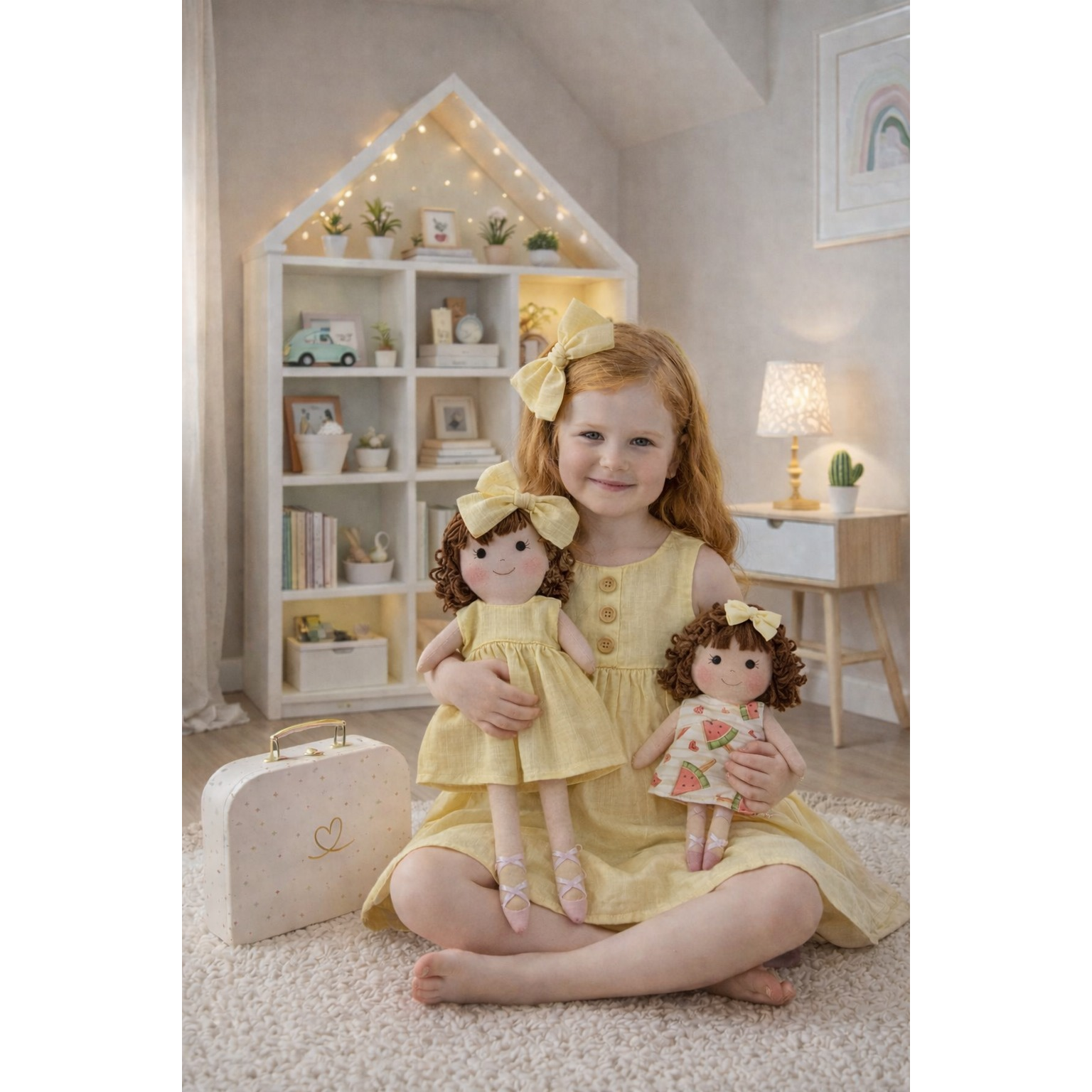 Kit Mamãe e Filhinha Nelinha Liso Amarelo + Petit Case