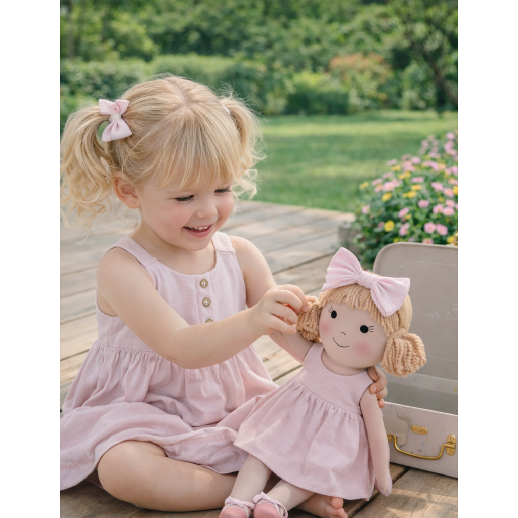 Kit Boneca Nina Liso Rosa + Petit Case