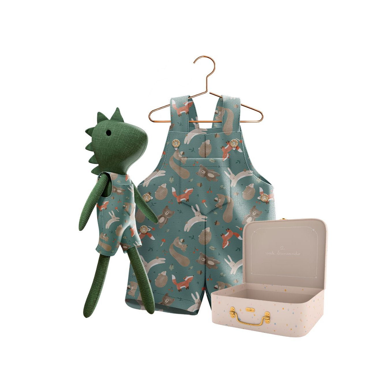 Kit Boneco Dino Bosque + Petit Case