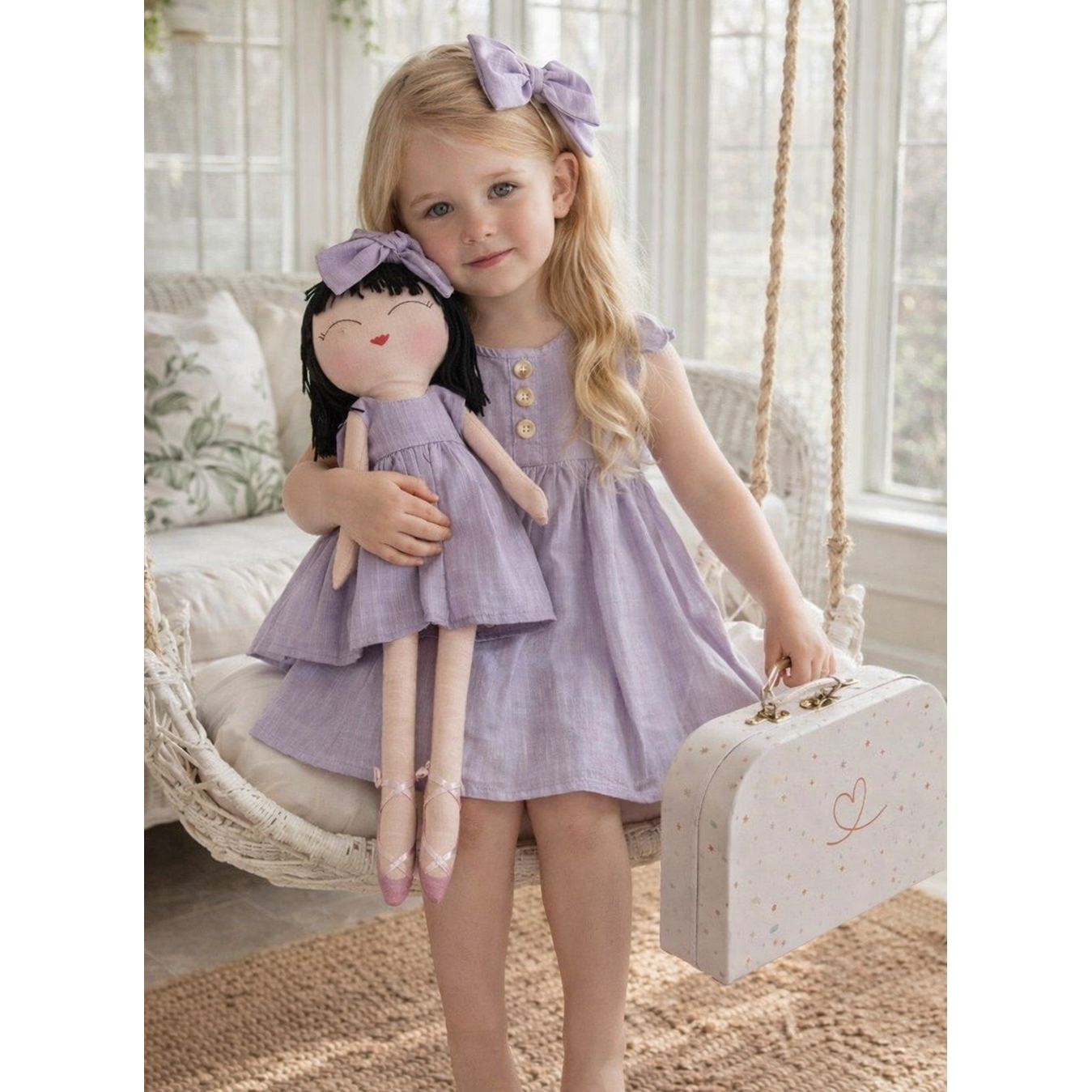Kit Boneca Kika Liso Lilas + Petit Case