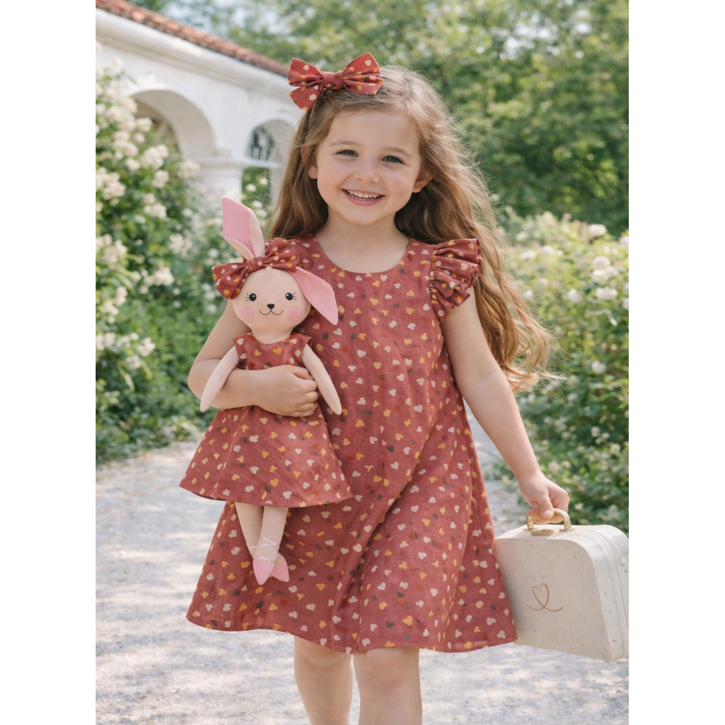 Kit Boneca Coelhinha Chloe Corações + Petit Case