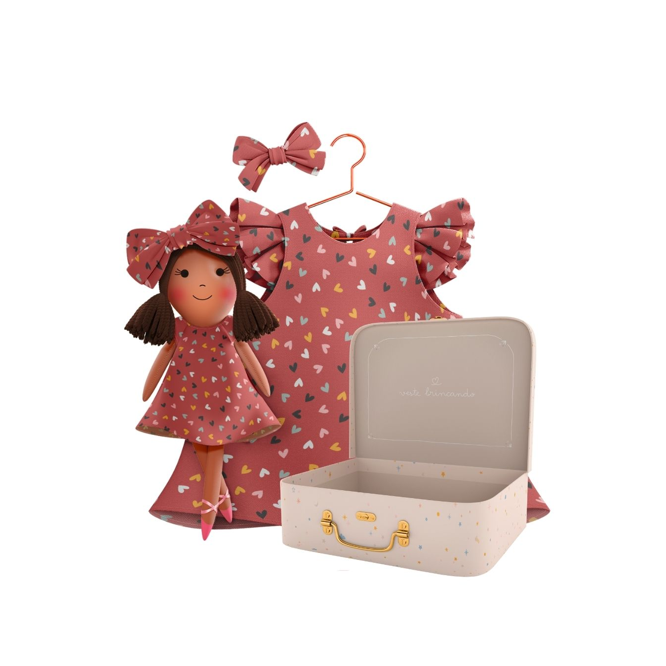 Kit Boneca Manu Corações + Petit Case